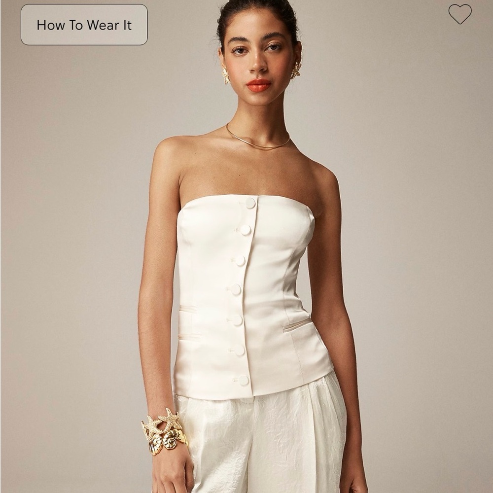 Strapless Ivory Button-Front Corset Top